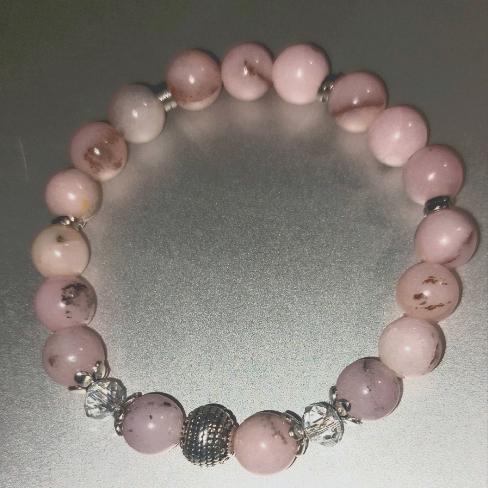 Natural Pink Opal Gemstone Bracelet